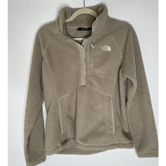 The North Face Tops - The North Face Beige Tan Sherpa Fleece Pullover Size Medium EUC
